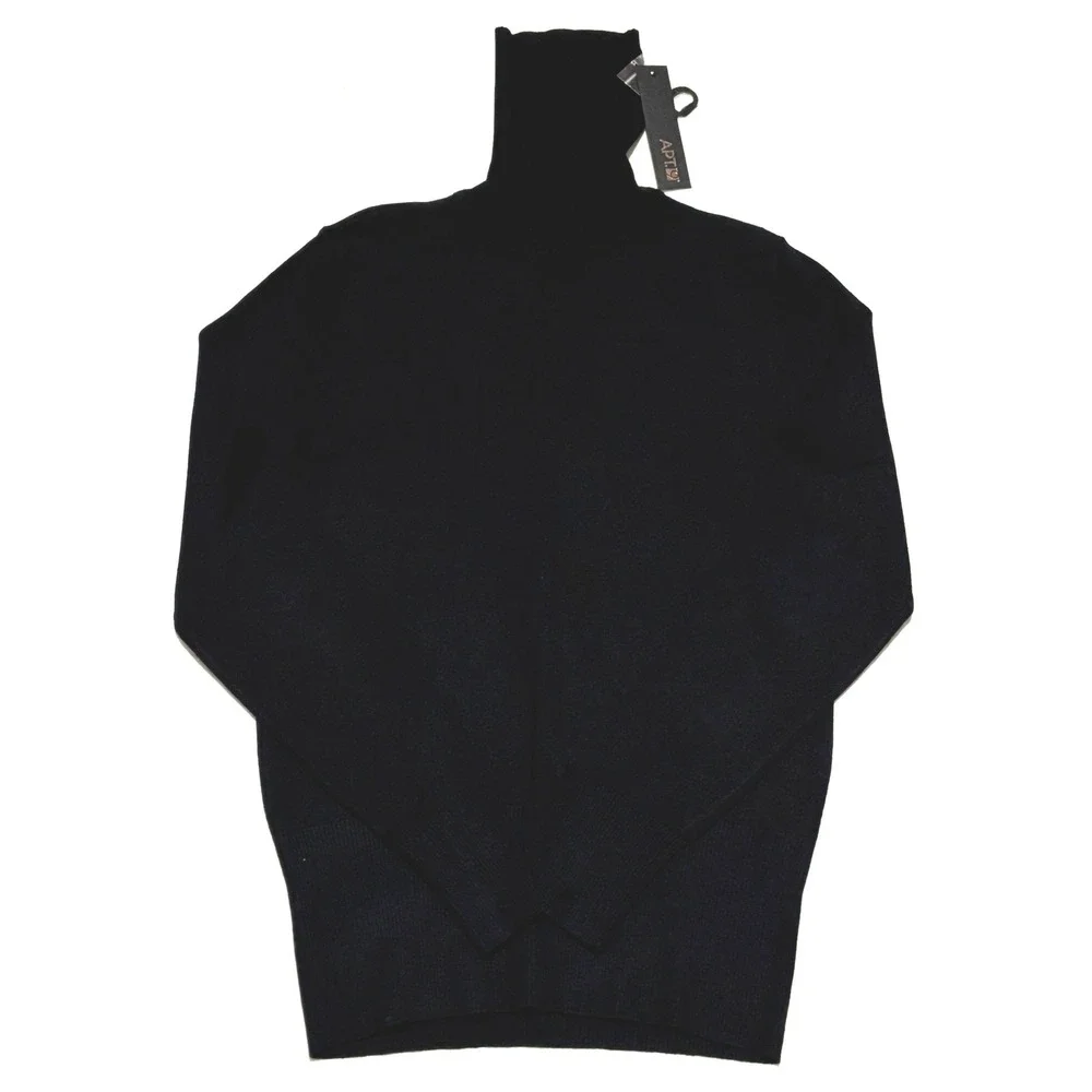 New Apt. 9 Turtleneck Sweater Womens Medium Black Rayon Blend Ribbed Knit Top